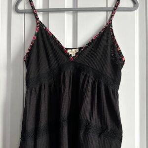 Pol black ribbed cami tank top